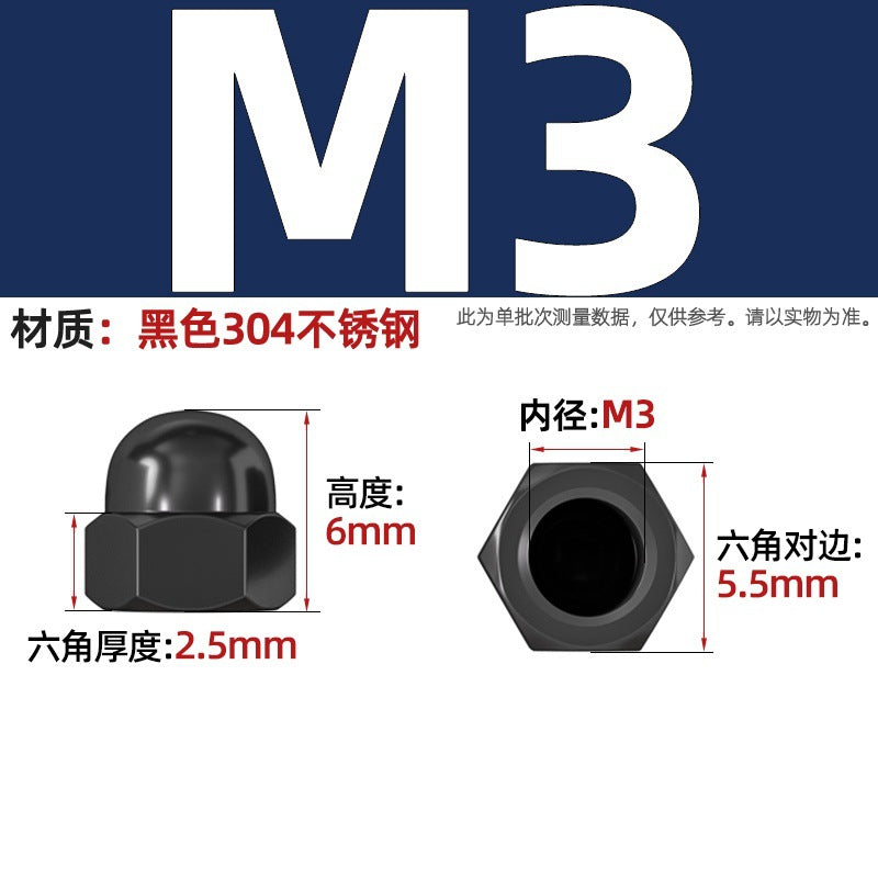 304/201/316 stainless steel round ball head nut cover type decorative screw cap female cap 3M4M5M6M8