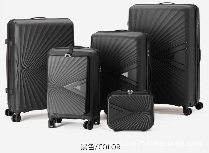 PP zipper box  set three sets of four trolley case sinking handle sinking lock color scheme explosion-proof rag factory wholesale