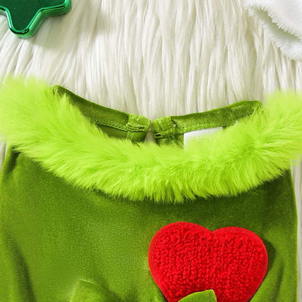 Baby girl cute halloween plush hat romper dress