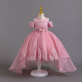 European and american new children's formal dress wedding lace train princess dress girls' piano performance dress girl dress