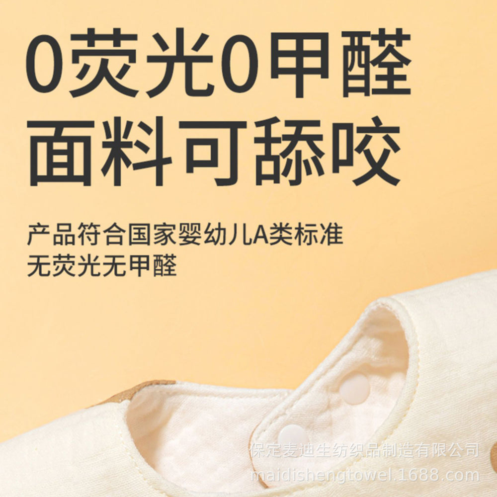 Gauze pure cotton baby saliva towel baby newborn six-layer eating bib cartoon water-absorbent anti-fouling bib dropshipping