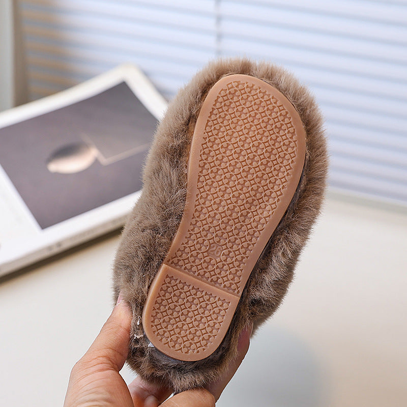 Vancahao girls' snow boots - new  winter collection: kids' fuzzy slippers, little girls' lambswool warm cotton shoes