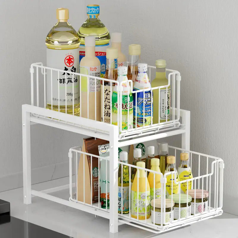 Spot Cross-border Kitchen Storage Shelf Under Sink Storage Pull-out Basket Multifunctional Kitchen Seasoning Rack Storage Rack