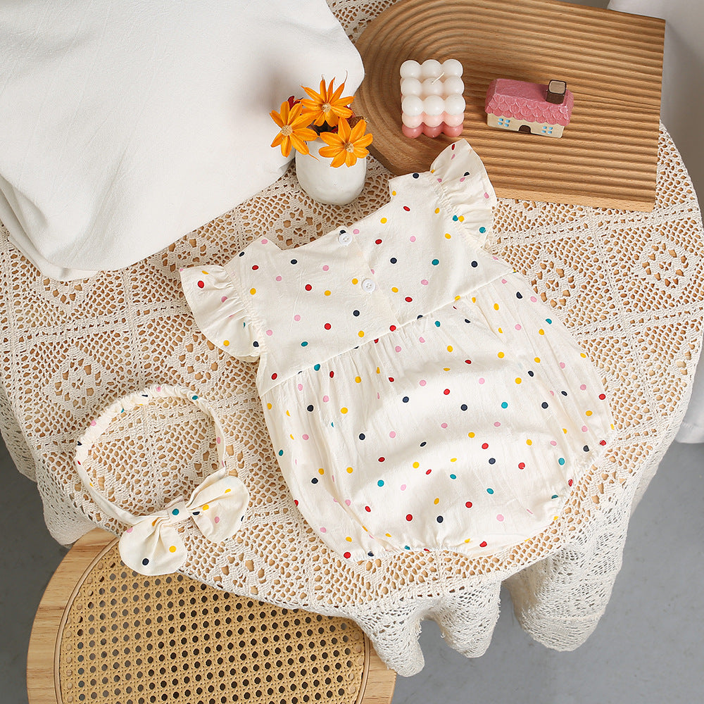 Summer baby clothes for baby girls, thin flying sleeves, fashion flower hood, newborn summer cute butt-covering outdoor clothes
