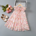 Girls' pink floral dress -  summer new arrival - korean style sleeveless ruffle trim tiered dress for toddlers and young children