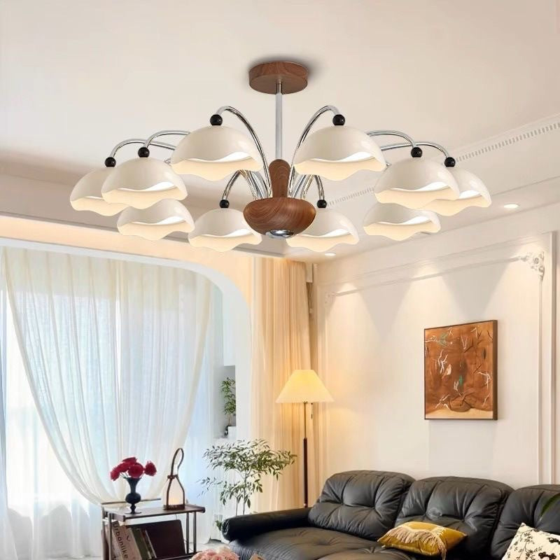 Medieval style eggshell main light American simple retro high-end walnut color bedroom study lighting living room chandelier