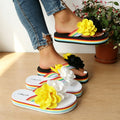 Export plus sizenew arrival cross-border flower flip-flops women's outer wear wedge beach thick sole sandals wholesale