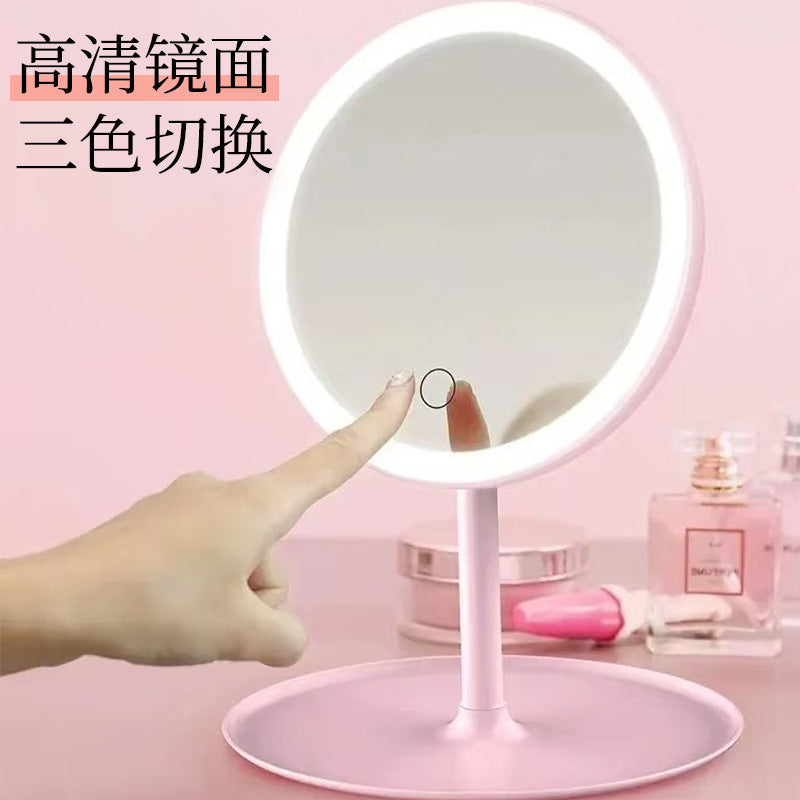 Led makeup mirror with light, desktop style, popular for women, small fill light mirror, dorm room specific, desktop vanity mirror, portable mirror