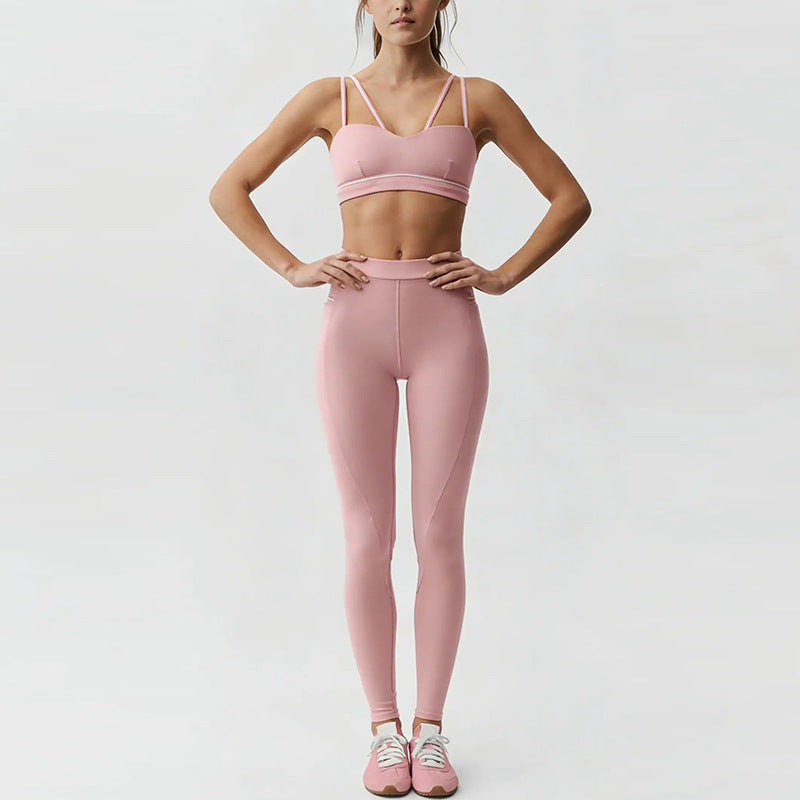 new arrival yoga clothes high waist hip lift tummy control slimming look sling beautiful back running sports intimates bra suit for women