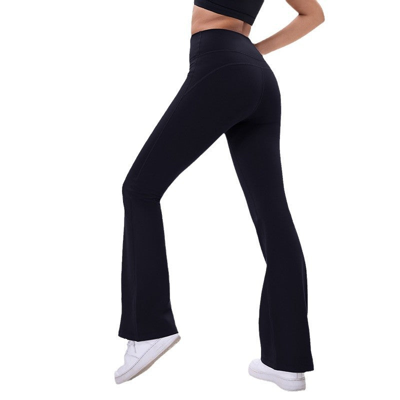 fleece-lined yoga pants women's high waist hip lift outwear sports fitness pants casual yoga wide leg pants flarepants