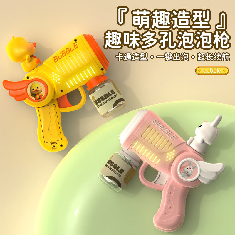 Popular duck bubble gun fully automatic cartoon light leak-free handheld kids electric bubble toy