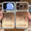 Suitable for iphone18/16 gradient brown bottom mobile phone case apple 17promax coffee cat and dog line protective cover