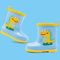 Kids' fashion waterproof warm rain boots - cute cartoon dinosaur design, non-slip, drawstring closure, all-season rain boots for boys and girls