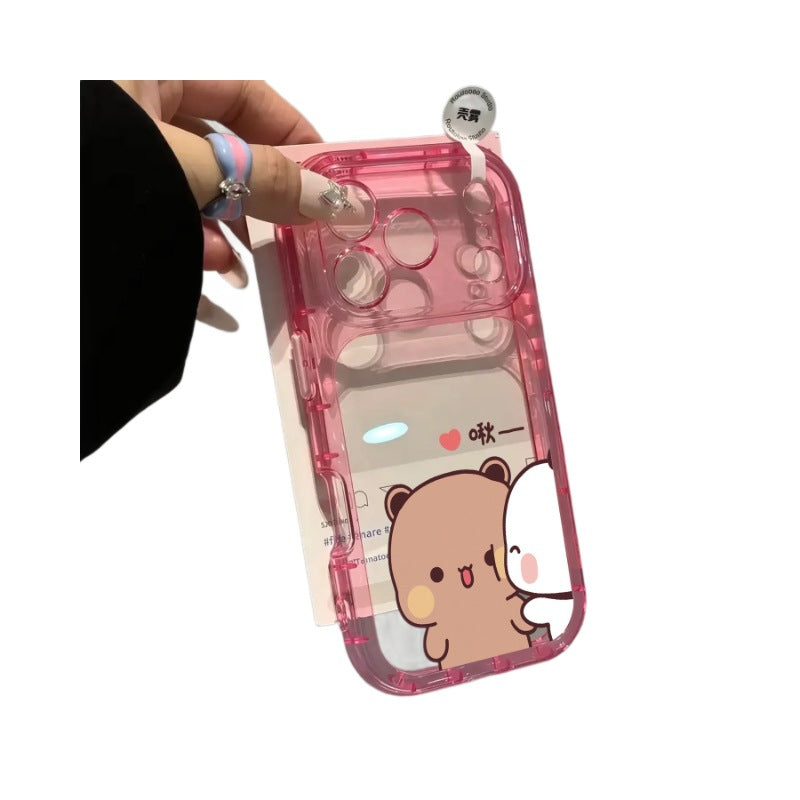 Suitable for apple 18 yifubu couple mobile phone case cartoon chirping transparent acrylic iphone17 protective cover