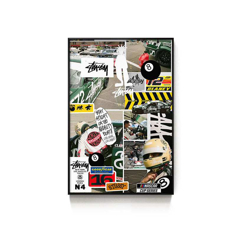 Black eight-ball billiard hall hanging picture billiard room club wall decoration painting creative graffiti trend chess and card club painting