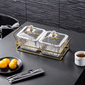 [2-compartment fruit plate with lid and gold rim] + iron frame, thickened plastic