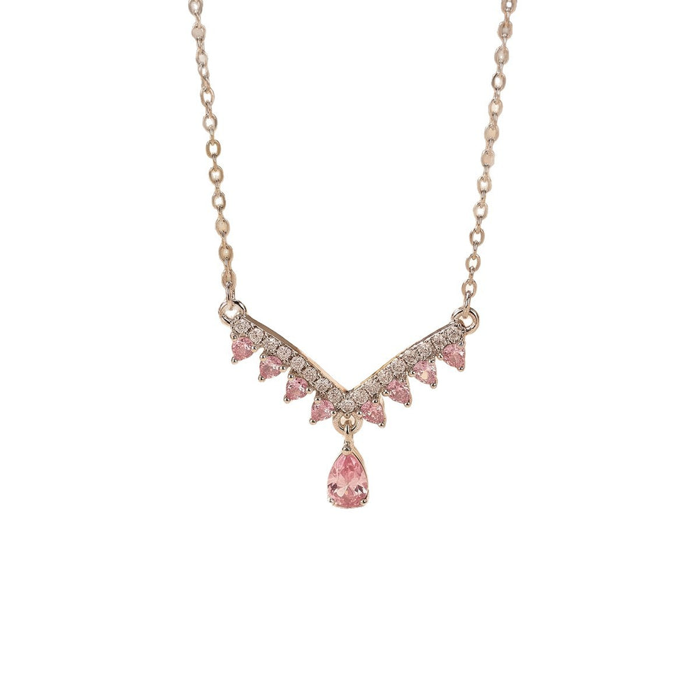 hot-selling fashion zircon-encrusted geometric teardrop necklace, understated luxury, niche jewelry, high-end women's accessory, non-fading clavicle chain