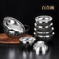 Thickened double-layer platinum bowl, 304 stainless steel children's rice bowl, insulated instant noodle bowl, student canteen ramen bowl, soup bowl