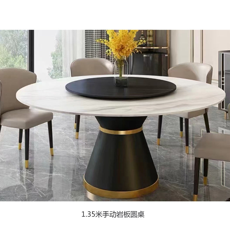 Hotel electric dining table large round table automatic turntable hotel 16 people 20 people clubhouse box rock slab hot pot tables and chairs