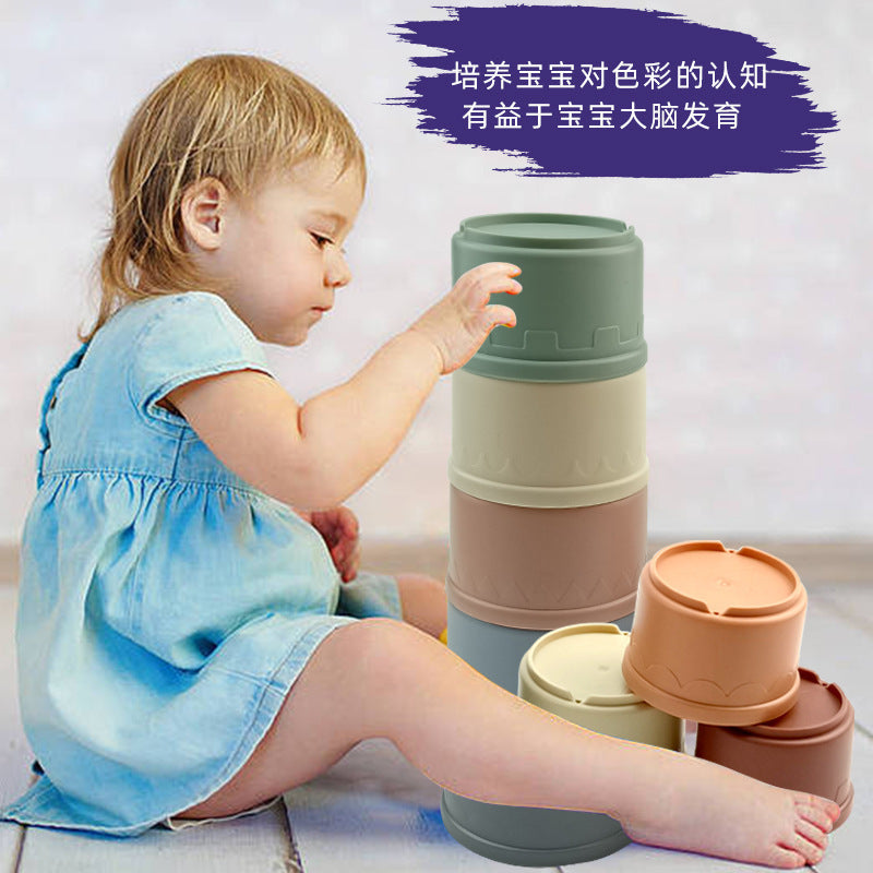 Cross-border export South East Asia fun round stacking cup bathroom bath toy creative building block stacking music infant