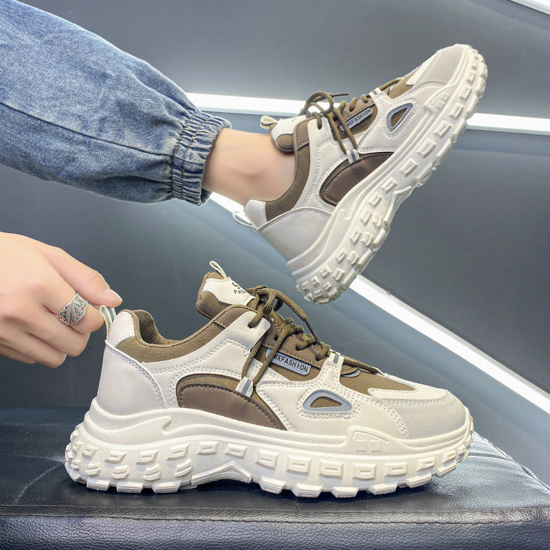 Popular hot-selling men's shoes 2025 new spring versatile casual height-increasing white sports hong kong style dad ins trendy shoes