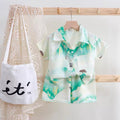 Boys' short-sleeve floral shirt beach vacation style summer baby short-sleeve top trendy shirt kids' shorts set