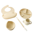 hot-selling food-grade silicone tableware 7-piece set, baby eating special tableware set, maternal and infant products supply