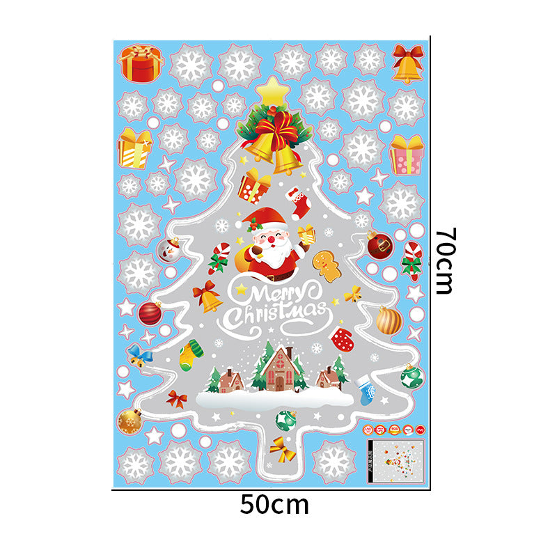 Christmas decoration glass door hand-painted Christmas tree sticker shop window scene arrangement snowflake glue-free static sticker