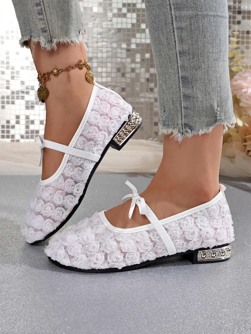Exportplus sizenew arrival with skirt pure colorlace flower flatsflatsflatsballet shoes scoop shoes