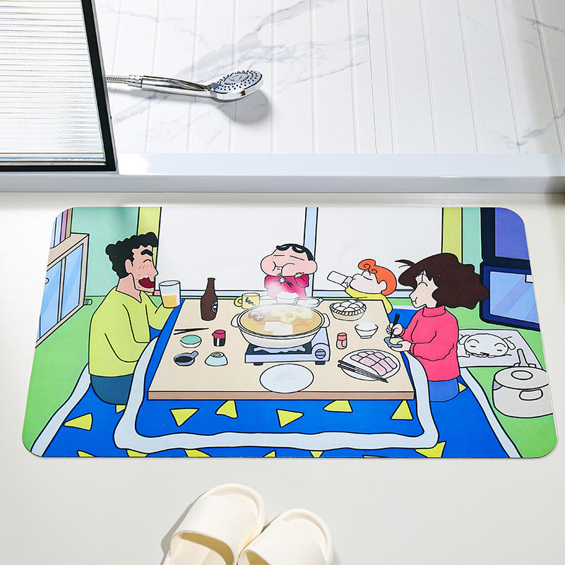 Stitch oil painting original floor mat household bathroom cartoon non-slip door mat little monster cartoon student hot-selling floor mat