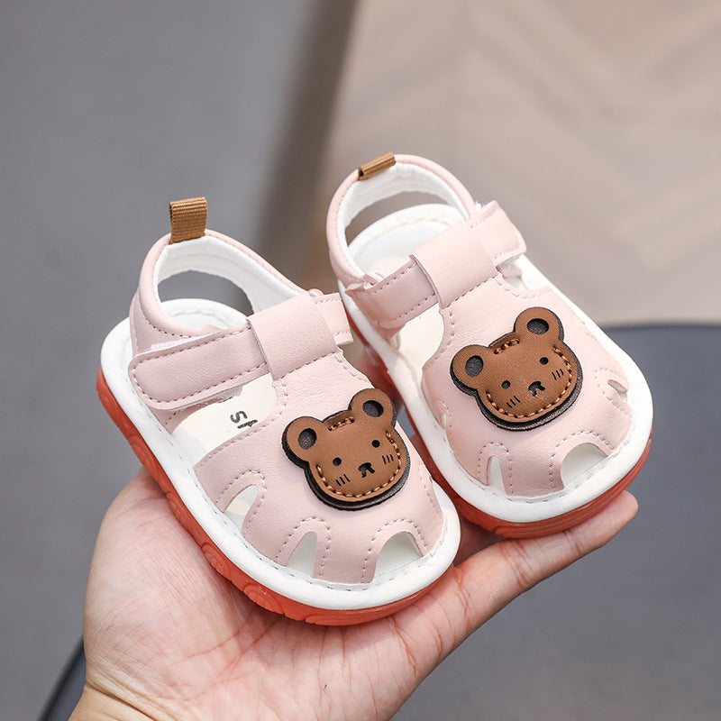 Summer infant toddler shoes, boys' and girls' squeaky shoes, tendon sole sandals, closed-toe baby shoes, soft sole non-slip children's shoes