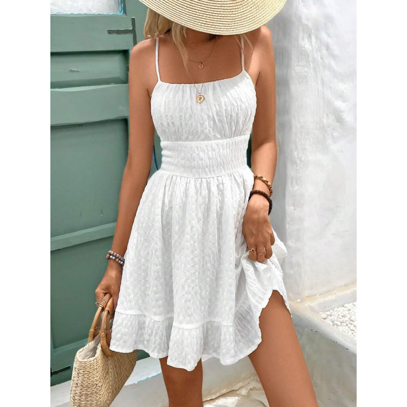 fashion:  summer new arrival - european & american style ruffle trim, slim-fit, figure-flattering cami dress for women