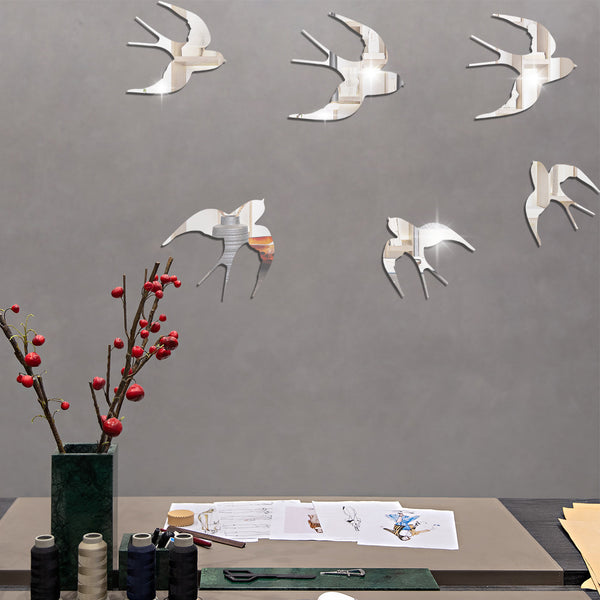 JM756 swallow mirror acrylic wall sticker 3D three-dimensional decoration living room room bedroom background wall self-adhesive sticker