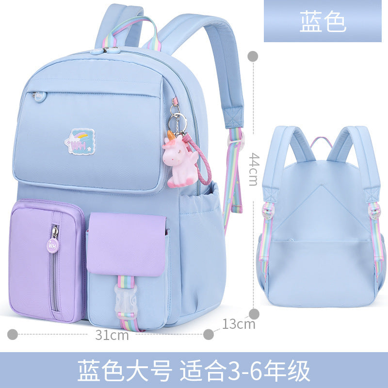 New 2023 primary school schoolbag for girls in grades 1 to 6 Cartoon children's spine care and burden reduction backpack