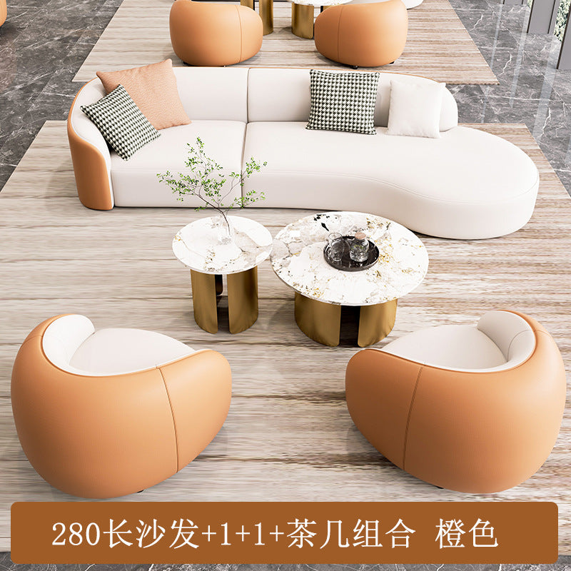 Curved sofa hotel lobby hall vip club rest area reception reception arc sales office negotiation sofa