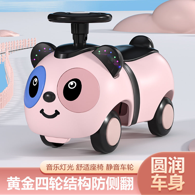 New children's panda yo-yo car baby four-wheel scooter 1-5 years old children's toy car twist car peanut car