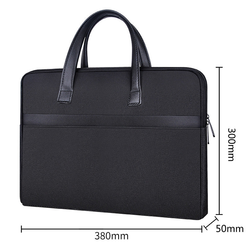 Zippered document bag - business briefcase for office, work, and travel - unisex, double-layer, large capacity, conference materials organizer - customizable with printing