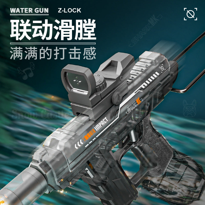uzi uzi electric burst water gun fire flash linkage reloading large capacity water gun kids toys
