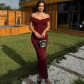 European and american style women's foreign trade new autumn solid color sexy fashion off-the-shoulder backless one-shoulder bandeau dress