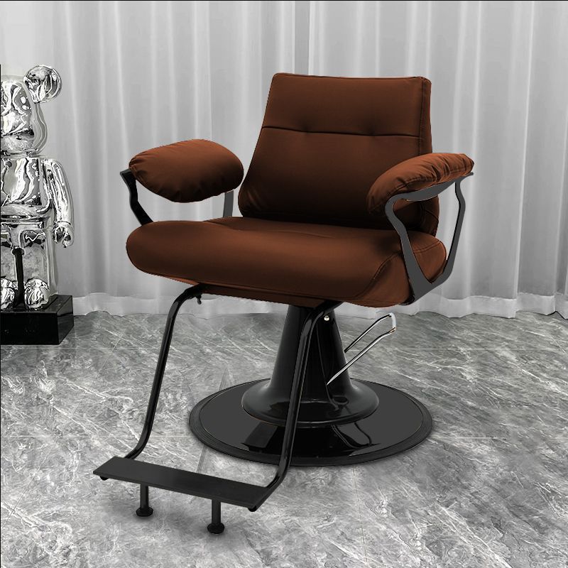 Influencer-approved barber chair - stainless steel, high-end salon chair for perming, dyeing, and cutting. features adjustable height, swivel function, and thickened padding. perfect for professional hair salons