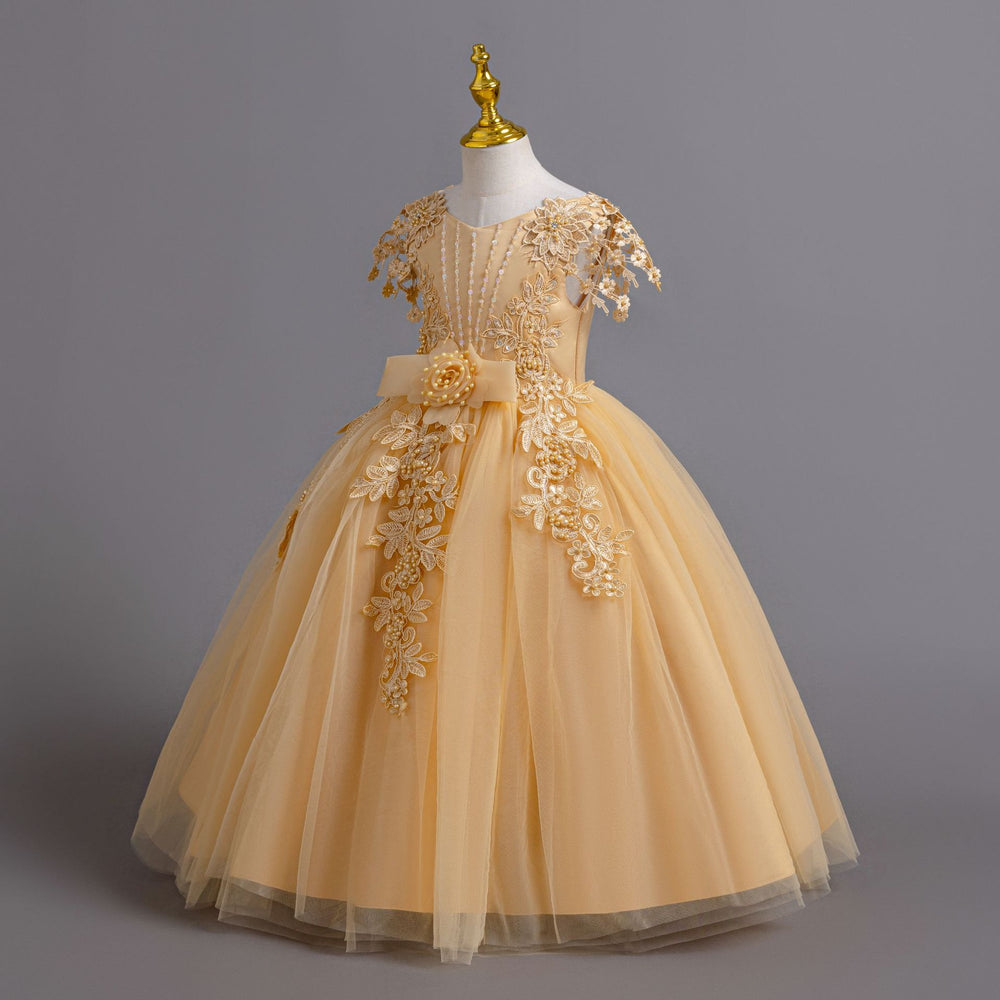 European and american style girls' long dress - strappy wedding dress, princess gown, high-end graduation party dress, girl's dress