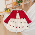 Girls' red floral sundress two-piece princess outfit - new autumn  korean style
