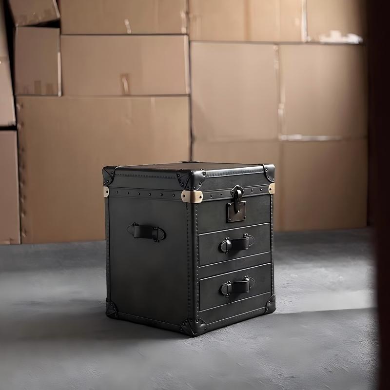 Medieval style cigar bar suitcase coffee table american retro decorative cabinet private wine cabinet oil wax leather storage cabinet clothing store