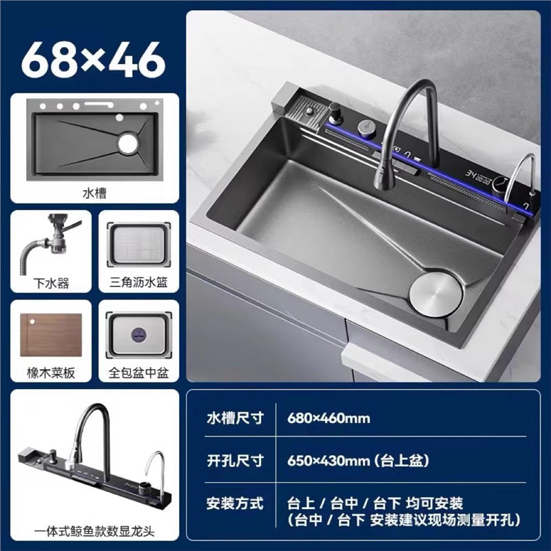 For home thickened 5.0 kitchen large single slot sink vegetable basin 304 stainless steel kitchen dishwashing sink whale