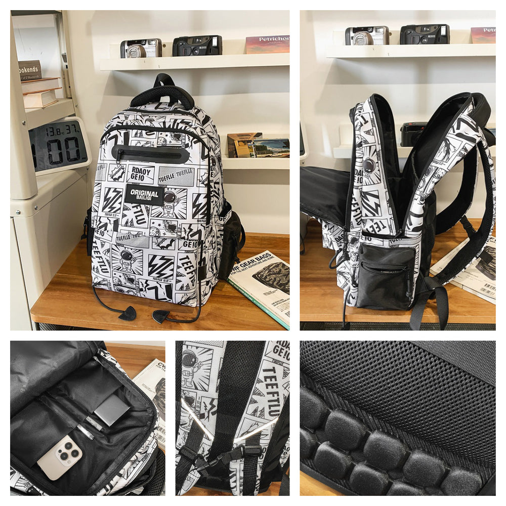 Men's backpack - large capacity college & high school student backpack - trendy brand fashion couple backpack