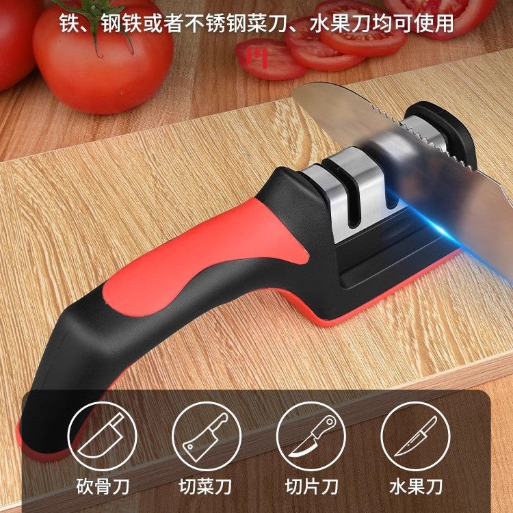 Multifunctional knife sharpener - home sharpening stone, quick knife sharpener, fixed-angle scissor & cleaver sharpener, fully automatic edge sharpening, portable