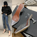 2024 summer new korean style transparent rhinestone stiletto sandals crystal shoes women's high heels plus size export