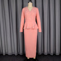 Fashionable banquet fitted ruffle hem bodycon dress - work-ready professional v-neck beaded elegant dress
