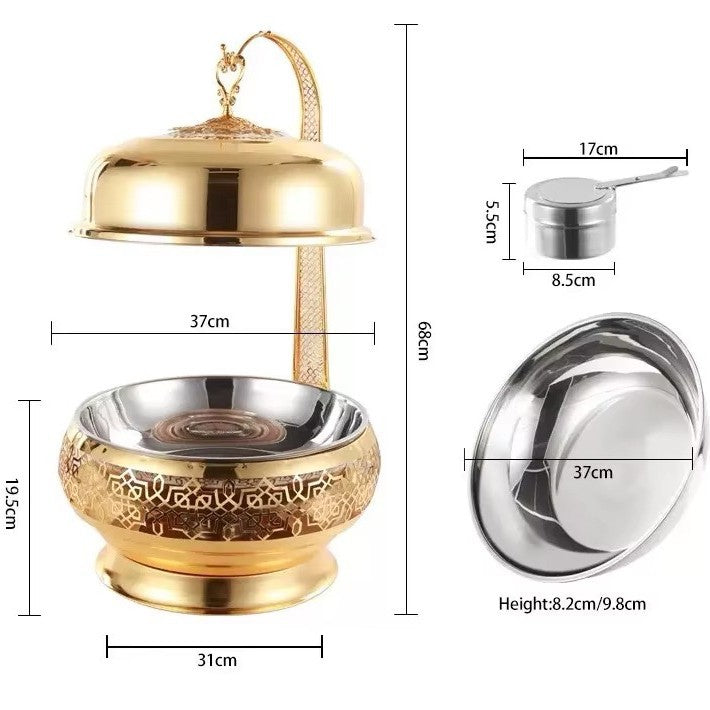 Golden stainless steel buffet warmer - 8l hotel wedding banquet buffet stove - ready to ship