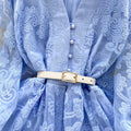 French sweet court style v-neck lantern sleeve heavily embroidered cinched waist slimming single-breasted a-line elegant dress for women